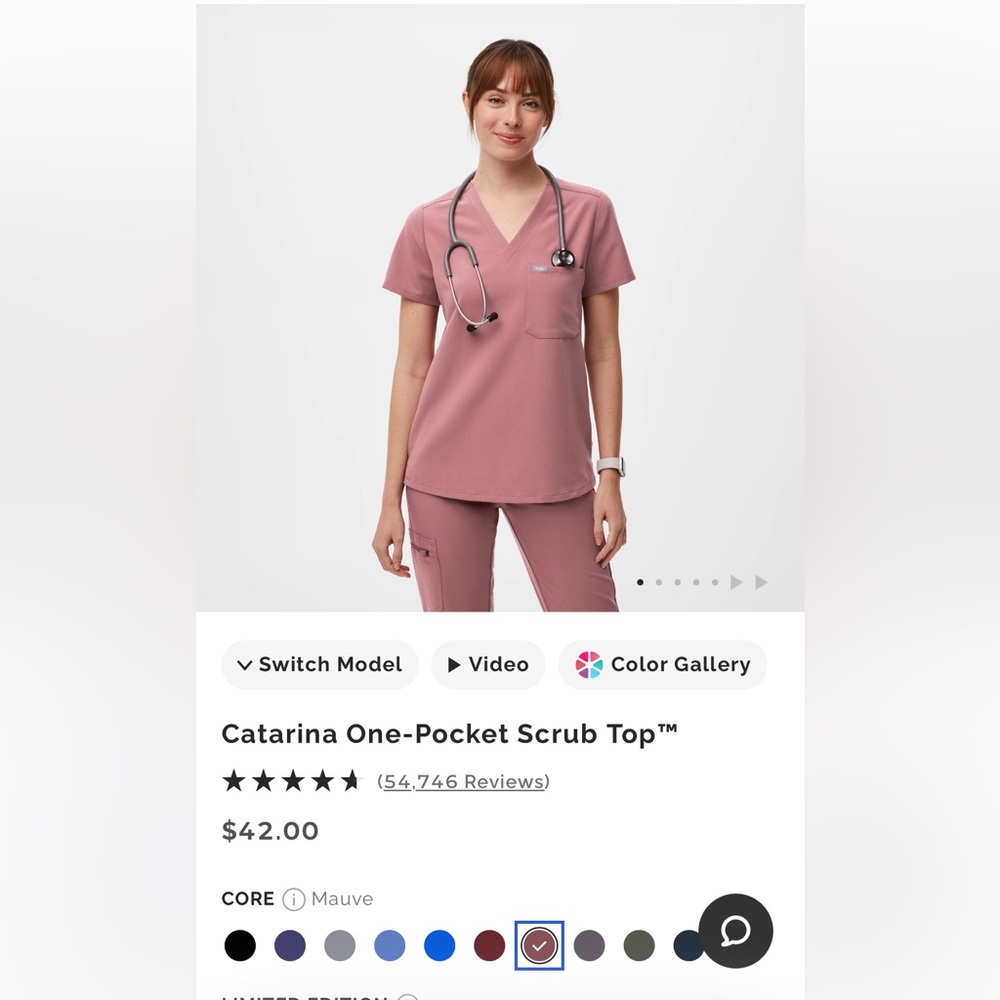 Figs Mauve Scrub Top and Pants Set - Picture 3 of 4